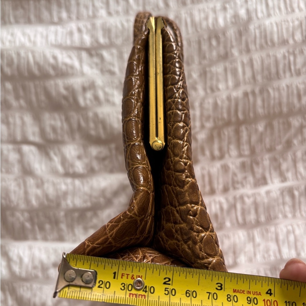 Tan Croc-Embossed Satchel Handbag - vintage Rieke - Picture 12 of 12